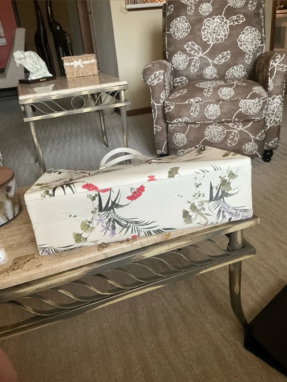 Ted Baker London Icon Tote Botanical Floral Shopper Shoulder Bag White Large
